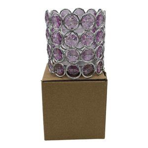 Avon Sparkle Birthstone Colored Votive Tea Light Holder Pink June NOS